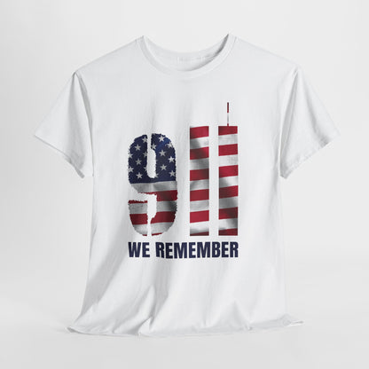 9/11 We Remember T-Shirt - American Flag Twin Towers Memorial Tee