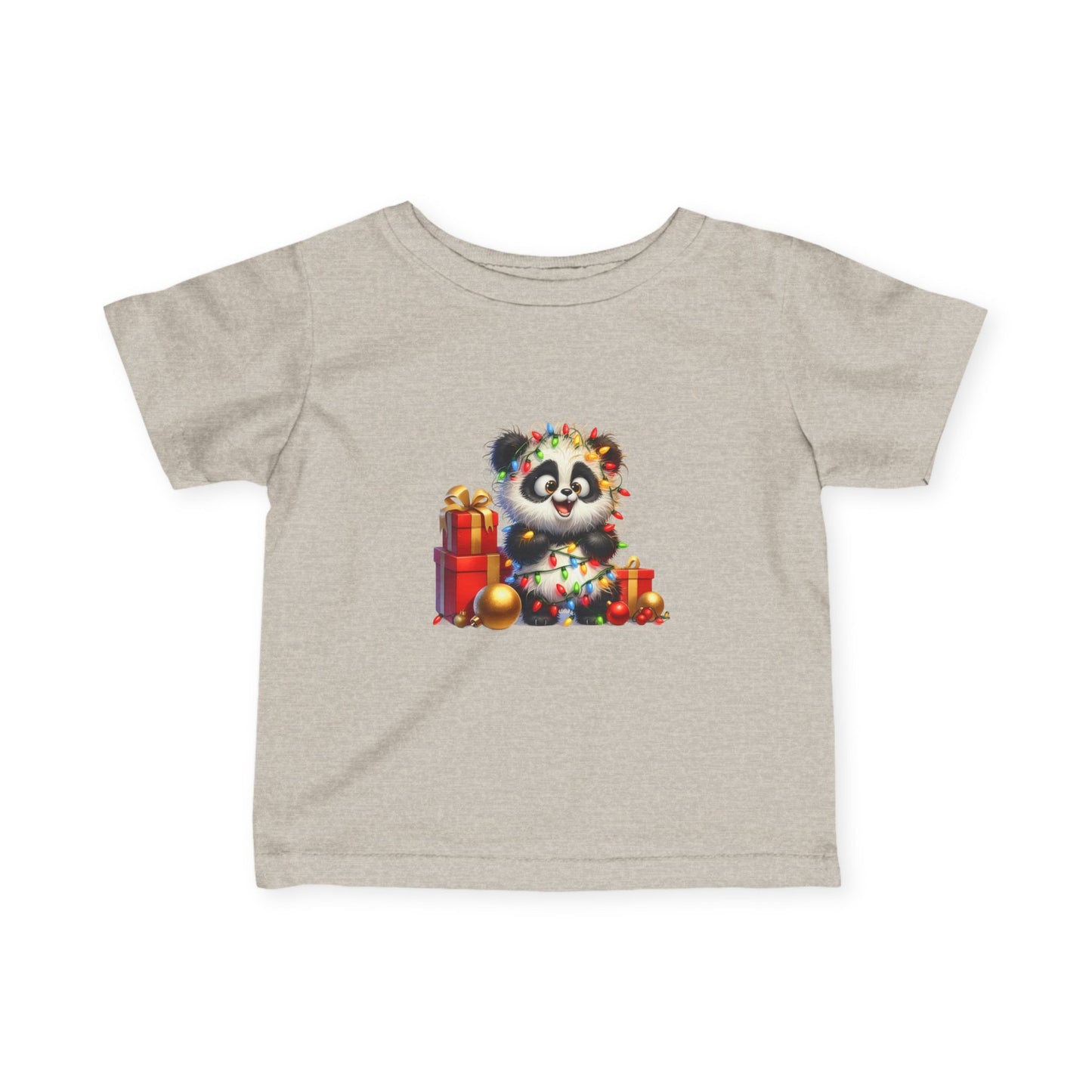 Baby Panda Christmas Lights Infant T-Shirt – Cute Holiday Outfit