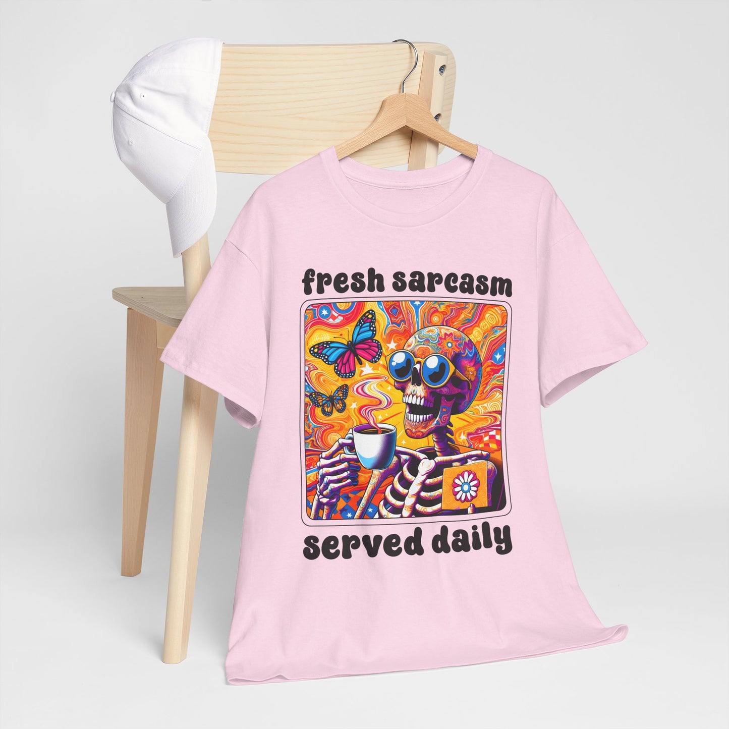 Psychedelic Coffee Skeleton T-Shirt - Trippy Boho Butterfly Tee
