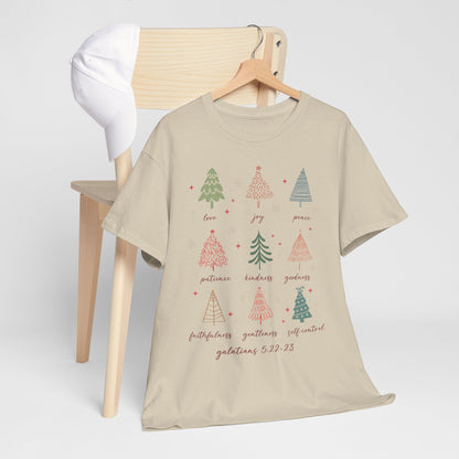 Fruits of the Spirit Christmas T-Shirt - Galatians 5:22-23 Faith Tee