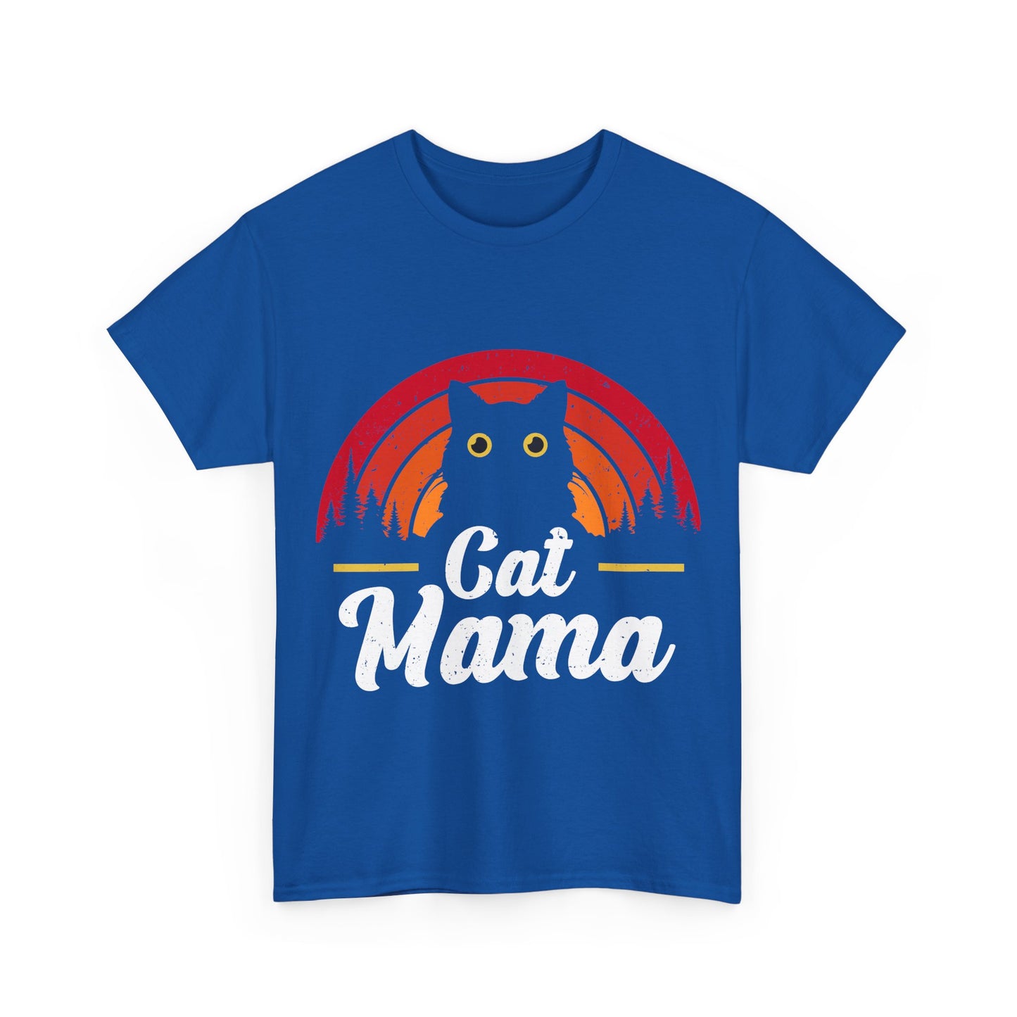Cat Mama T-Shirt - Retro Sunset Cat Mom Tee