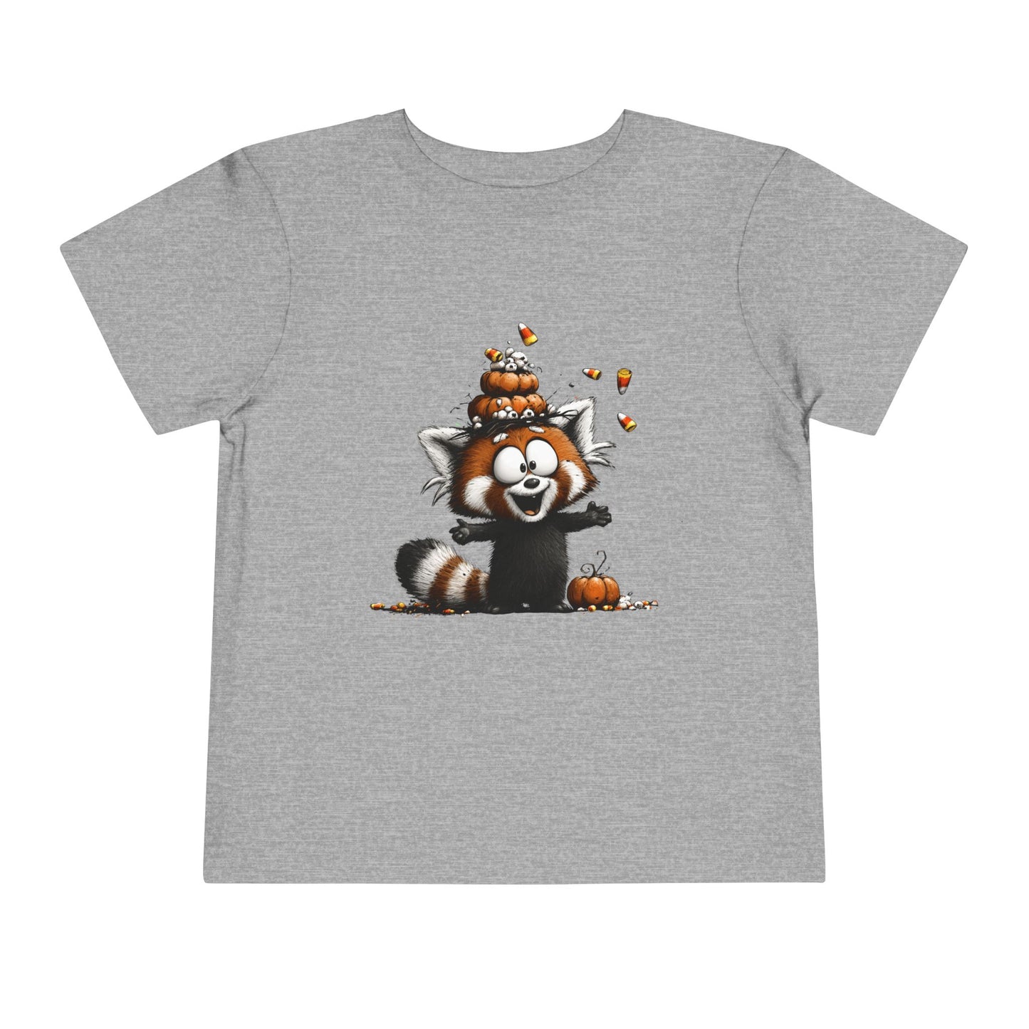 Red Panda Kids Halloween T-Shirt - Candy Corn & Pumpkins Toddler Tee