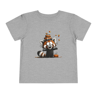 Red Panda Kids Halloween T-Shirt - Candy Corn & Pumpkins Toddler Tee