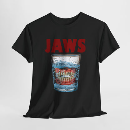 JAWS Parody - Funny Denture in Water Glass T-Shirt for Movie & Humor Fans