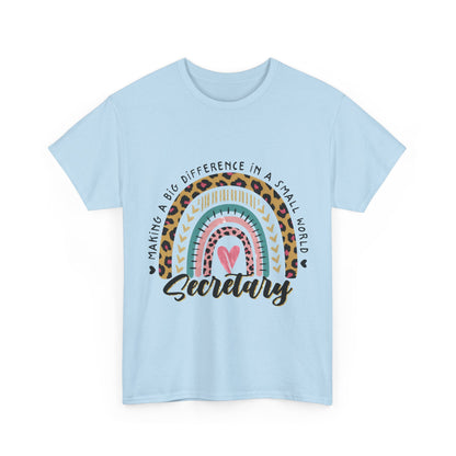 Secretary Rainbow Shirt - Cute Leopard Print Office Tee for Secretaries, Glam Animal Print Heart Gift, Boho Office Assistant T-Shirt