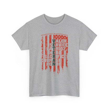 Veteran Word Art T-Shirt - Military Acronym Flag Tee