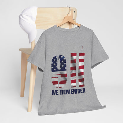 9/11 We Remember T-Shirt - American Flag Twin Towers Memorial Tee