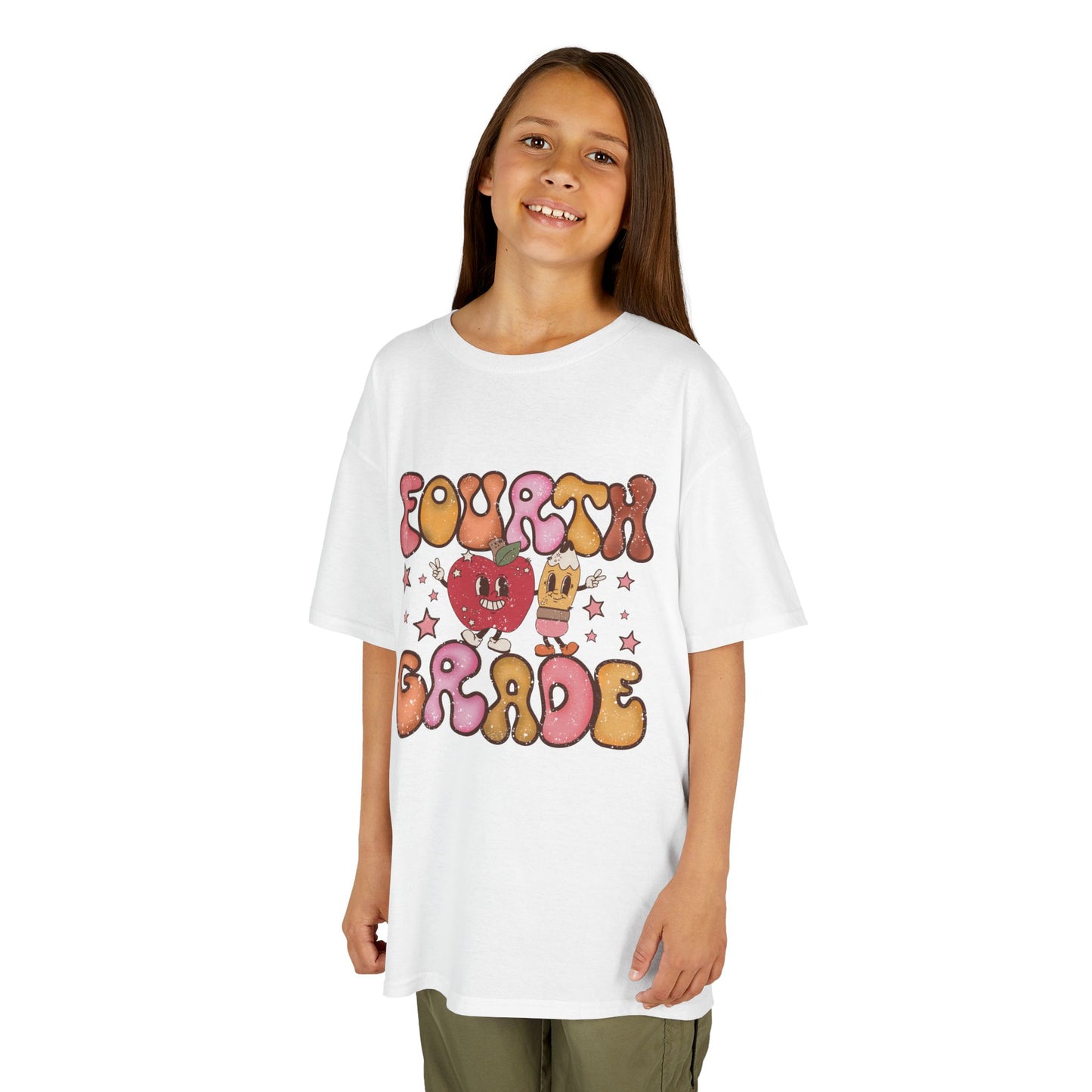 Fourth Grade Bubble Letters T-Shirt | Retro Kawaii Back to School Kids Tee
