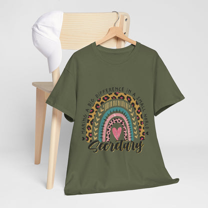 Secretary Rainbow Shirt - Cute Leopard Print Office Tee for Secretaries, Glam Animal Print Heart Gift, Boho Office Assistant T-Shirt