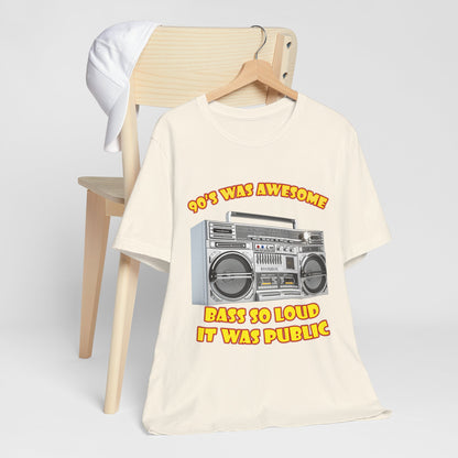 Bass So Loud It Was Public T-Shirt - Retro Boombox 90s Tee