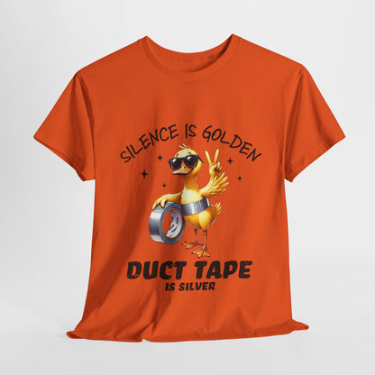 Silence Is Golden Duct Tape T-Shirt - Funny Duck Tee