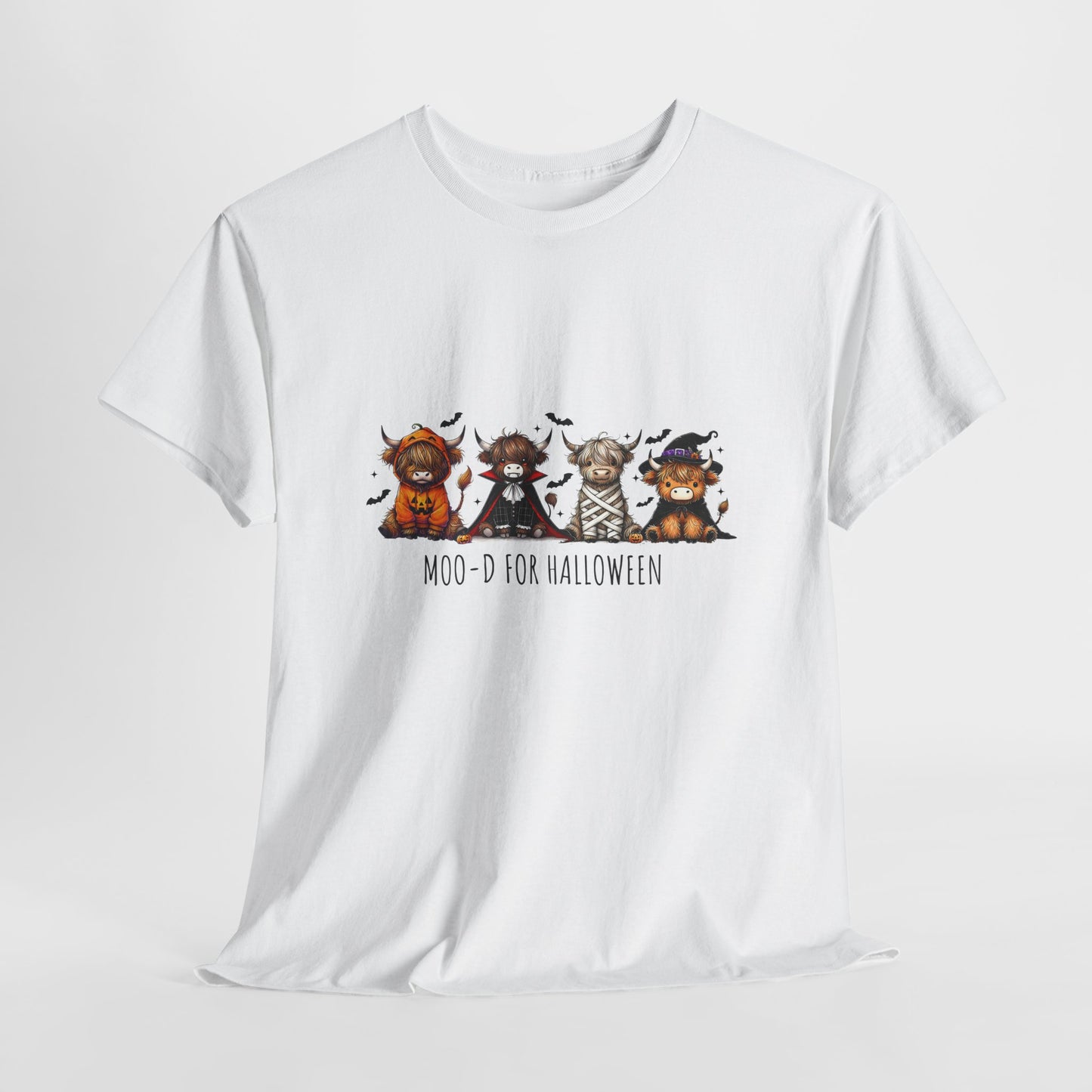 Highland Cow Halloween T-Shirt – Cute Spooky Cows in Costumes