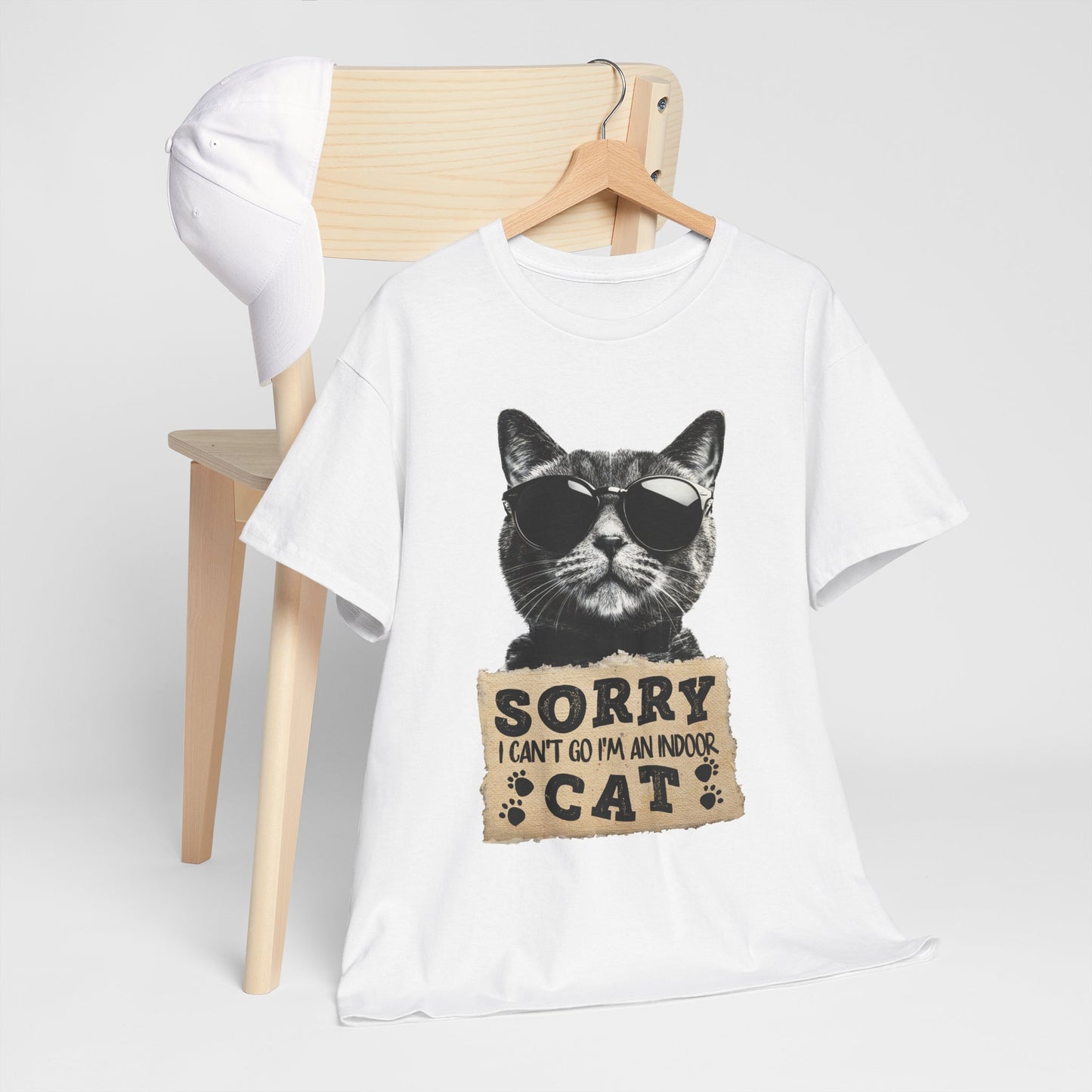 Indoor Cat T-Shirt - Sorry I Can't Go Meme Tee