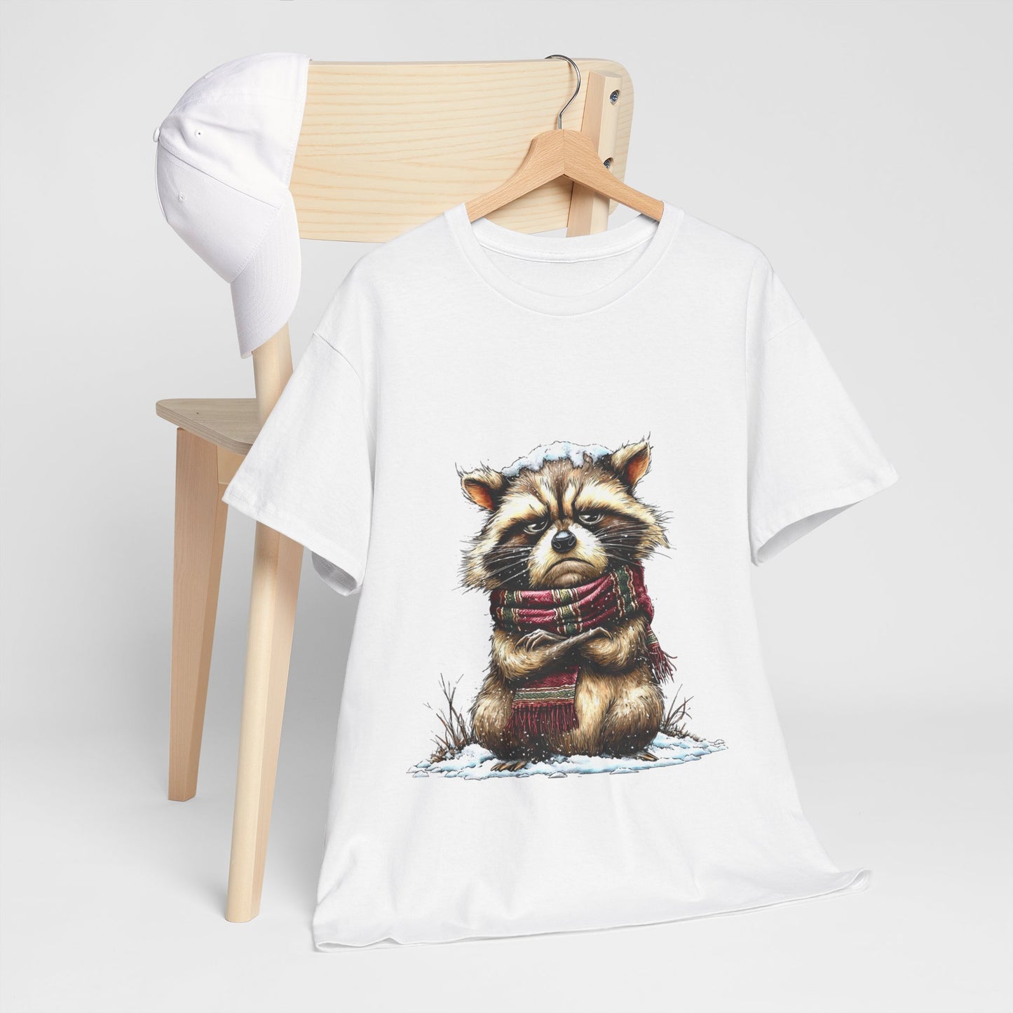 Grumpy Winter Raccoon Shirt - Funny Cozy Scarf Trash Panda Tee