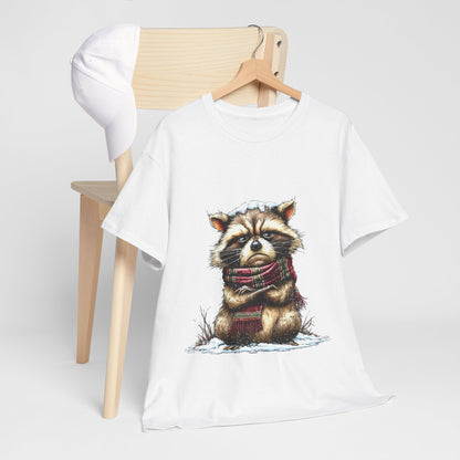 Grumpy Winter Raccoon Shirt - Funny Cozy Scarf Trash Panda Tee