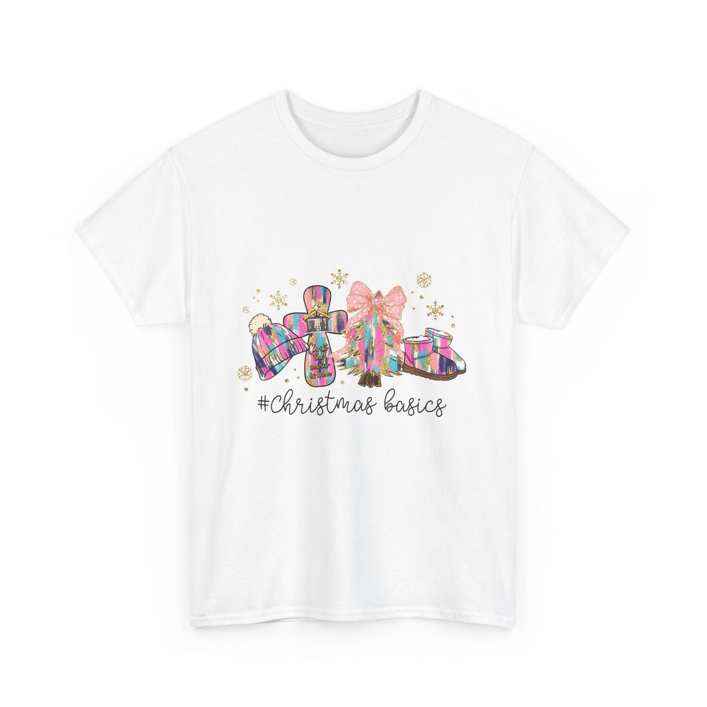 Christ the Savior Is Born T-Shirt - Pastel Nativity Cross Christmas Tee