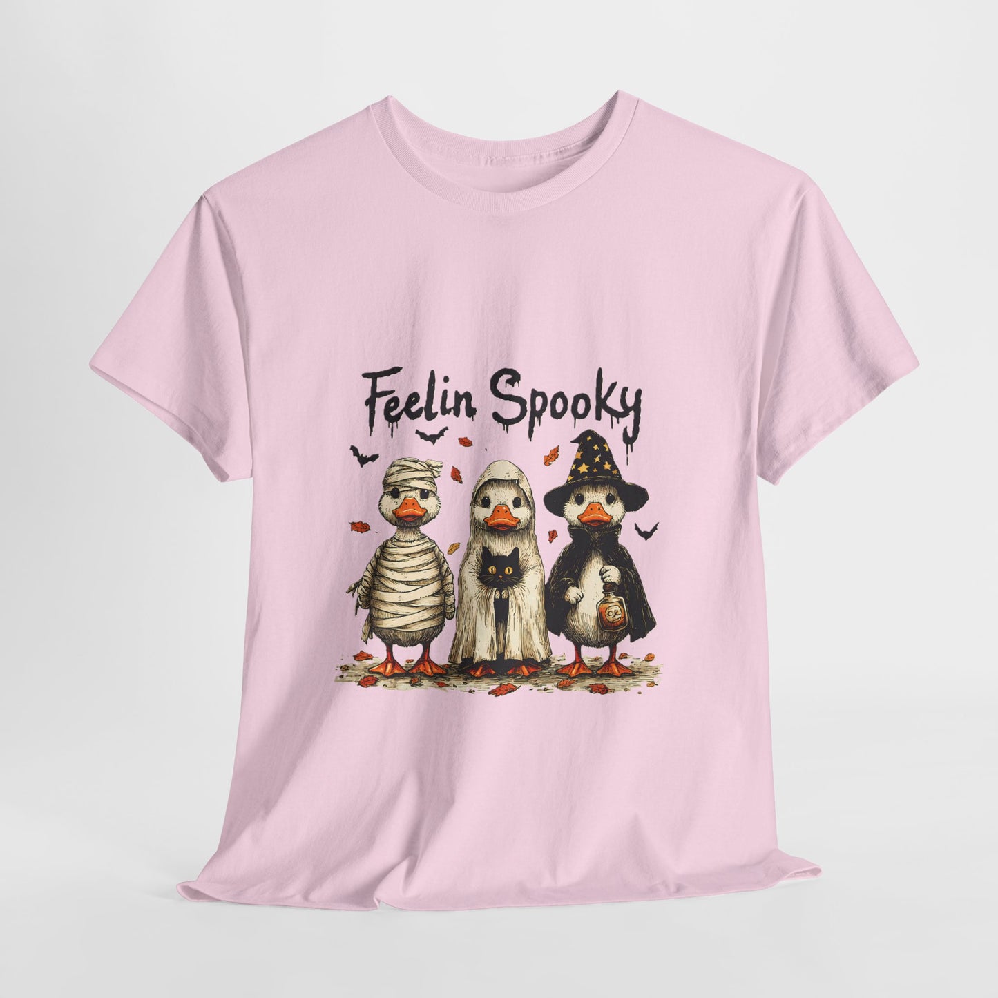 Feelin Spooky Goose Halloween T-Shirt - Cute Ducks in Costumes Tee