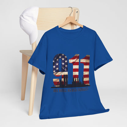 9/11 Memorial Shirt - American Flag NYC Skyline - We Will Never Forget Tribute T-Shirt