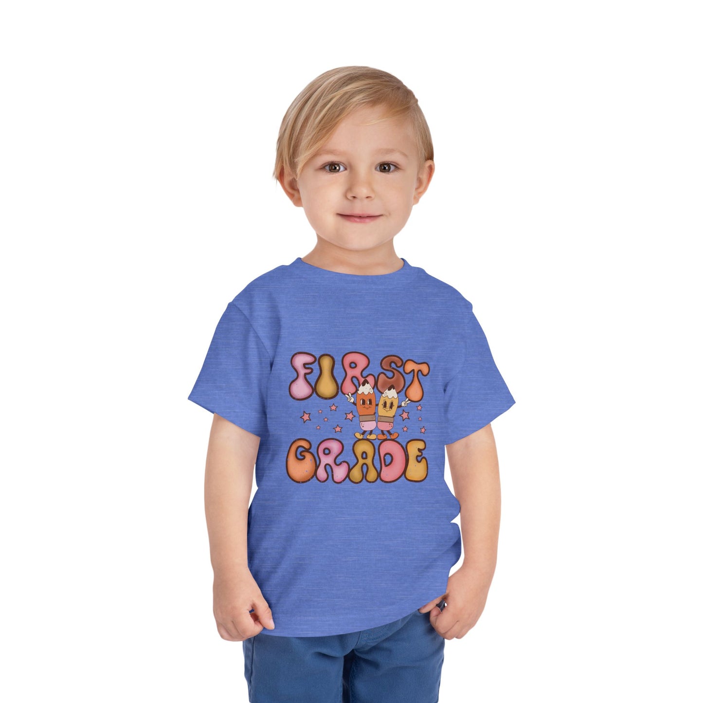 First Grade Bubble Letters T-Shirt | Cute Retro Back to School Kids Tee