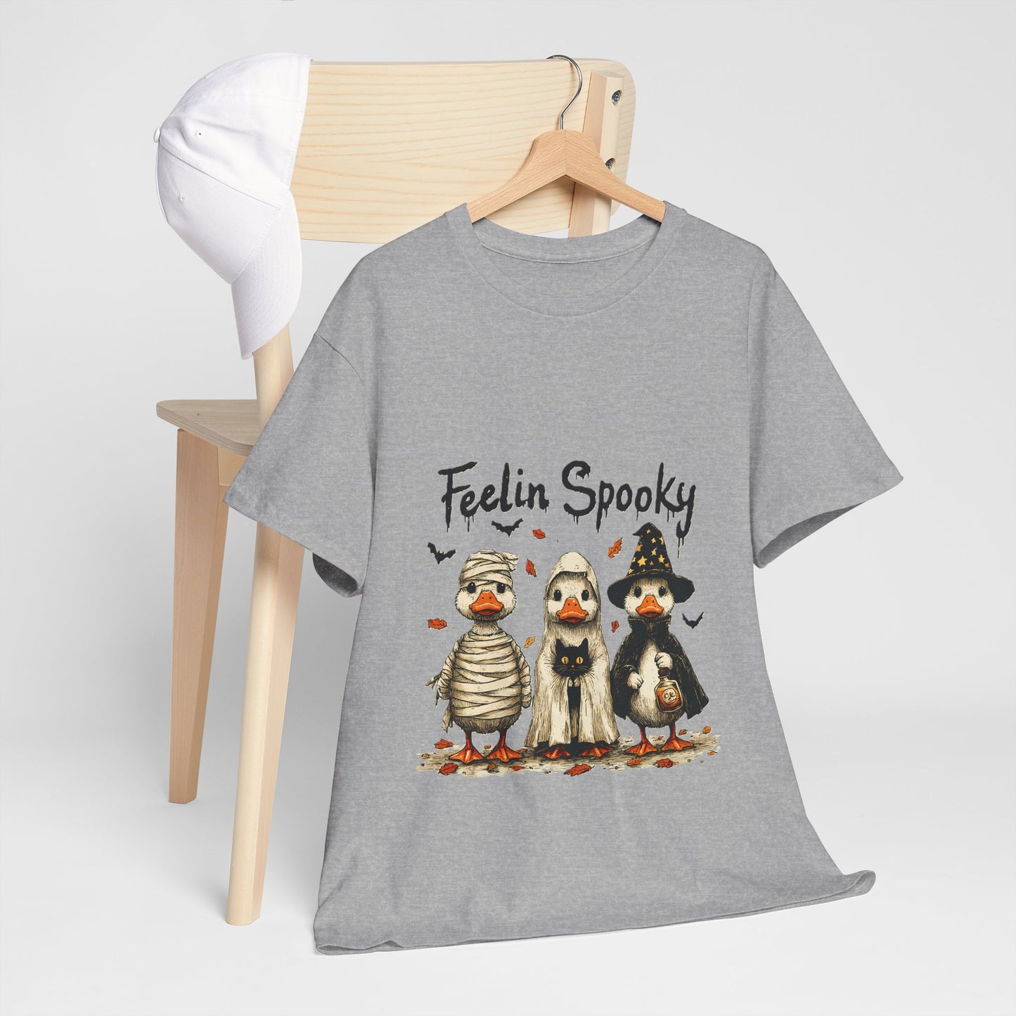 Feelin Spooky Goose Halloween T-Shirt - Cute Ducks in Costumes Tee