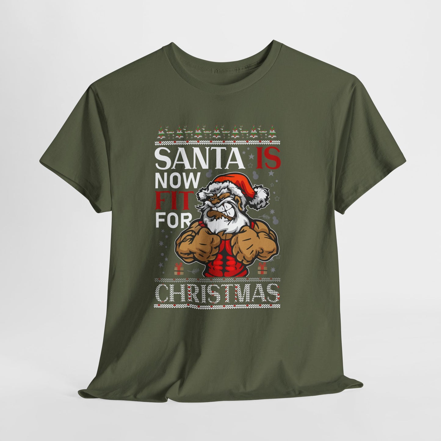 Santa Is Now Fit for Christmas Shirt – Funny Muscle Santa Gym Holiday Tee