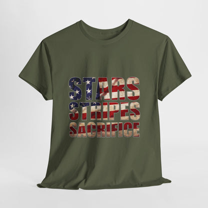Stars Stripes Sacrifice T-Shirt - Patriotic Veteran USA Flag Tee