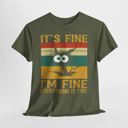 It’s Fine I’m Fine Shirt - Funny Stressed Cat Retro Tee
