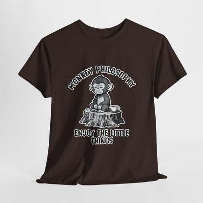 Monkey Philosophy Shirt – Peaceful Coffee Monkey Mindfulness Tee