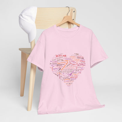 I Love You in Every Language T-Shirt - Multilingual Heart Design - Romantic Gift for Valentines Day, Anniversary, or Birthday