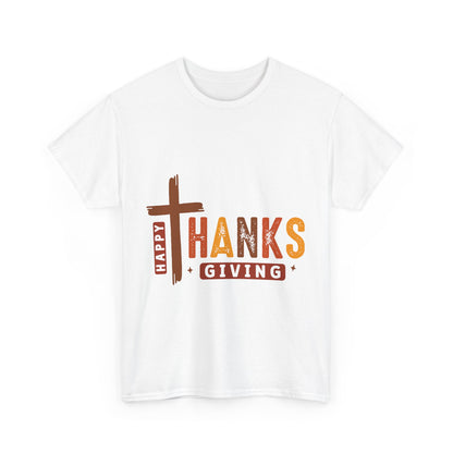 Christian Thanksgiving T-Shirt - Faith-Based “THANKS” Cross Jesus Tee