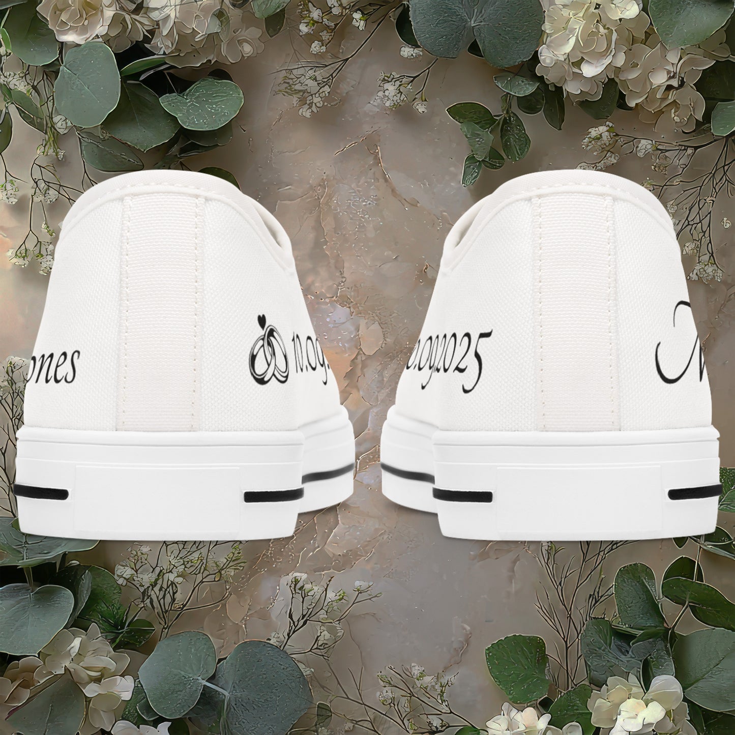 Custom Bridal Sneakers - Personalized Wedding Shoes with Name & Date, White Bride Sneakers for Reception