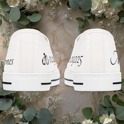 Custom Bridal Sneakers - Personalized Wedding Shoes with Name & Date, White Bride Sneakers for Reception