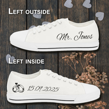 Personalized Groom Sneakers - Custom Wedding Date Shoes, Mens Wedding Trainers, Unique Groom Gift