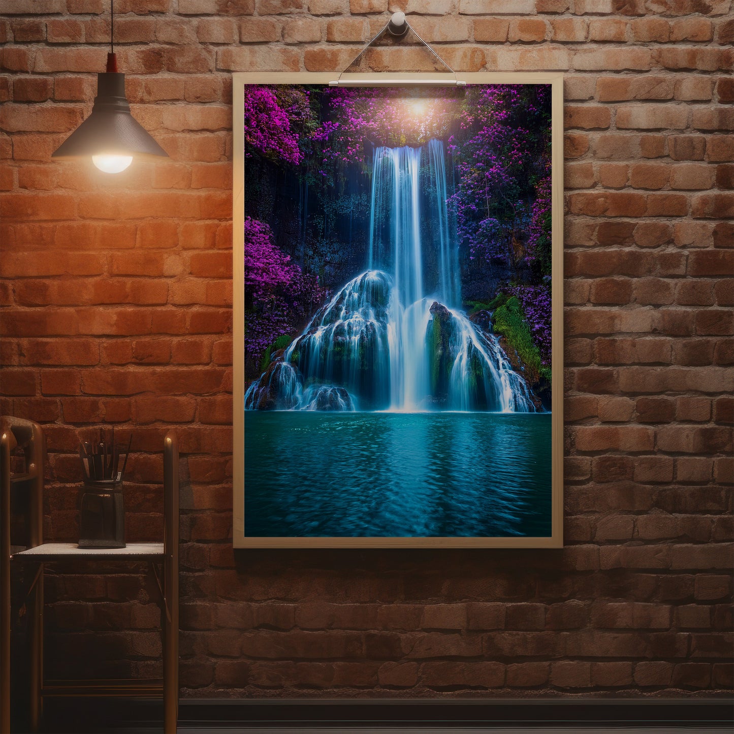 Neon Waterfall Wall Art Set - Dreamy Blue & Magenta