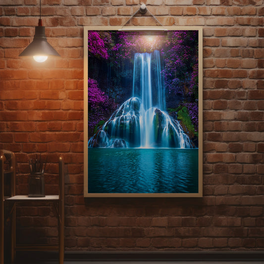 Neon Waterfall Wall Art Set - Dreamy Blue & Magenta