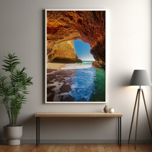 Benagil Cave Algarve Landscape – Limestone & Turquoise Ocean