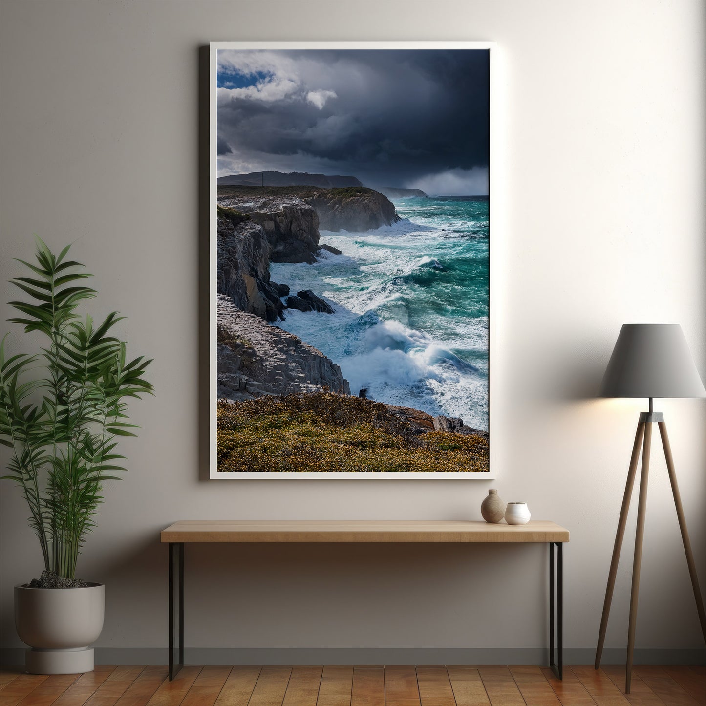 Stormy Coast Wall Art Set - Ocean Cliffs & Turquoise Waves