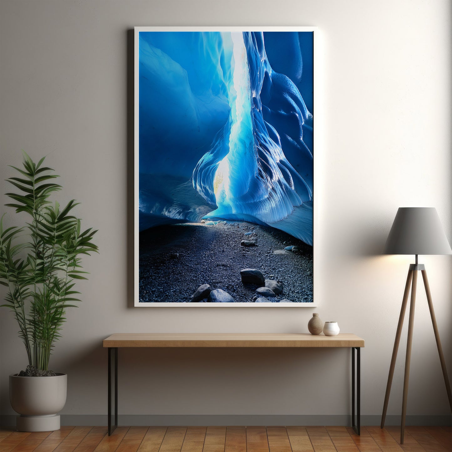 Glacier Cave Wall Art Set - Luminous Icy Blue