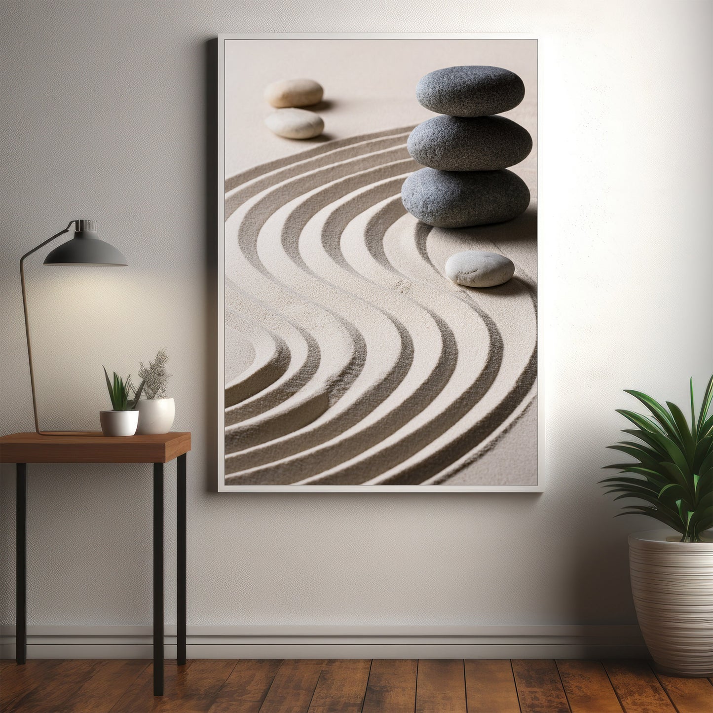 Zen Sand Garden - Stacked Stones & Raked Patterns