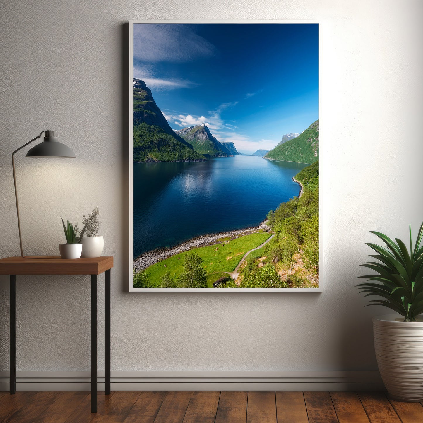 Norway Fjords Wall Art Set - Minimal Blue Landscape Prints