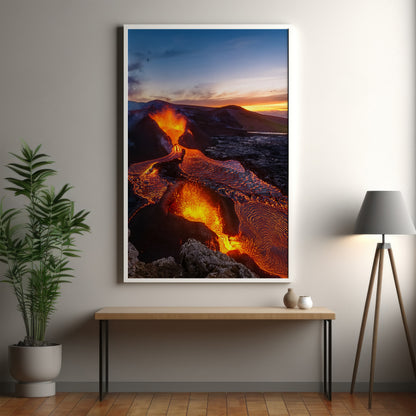 Vulkan-Lava-Wandkunst-Set – Rot-Orange Eruption