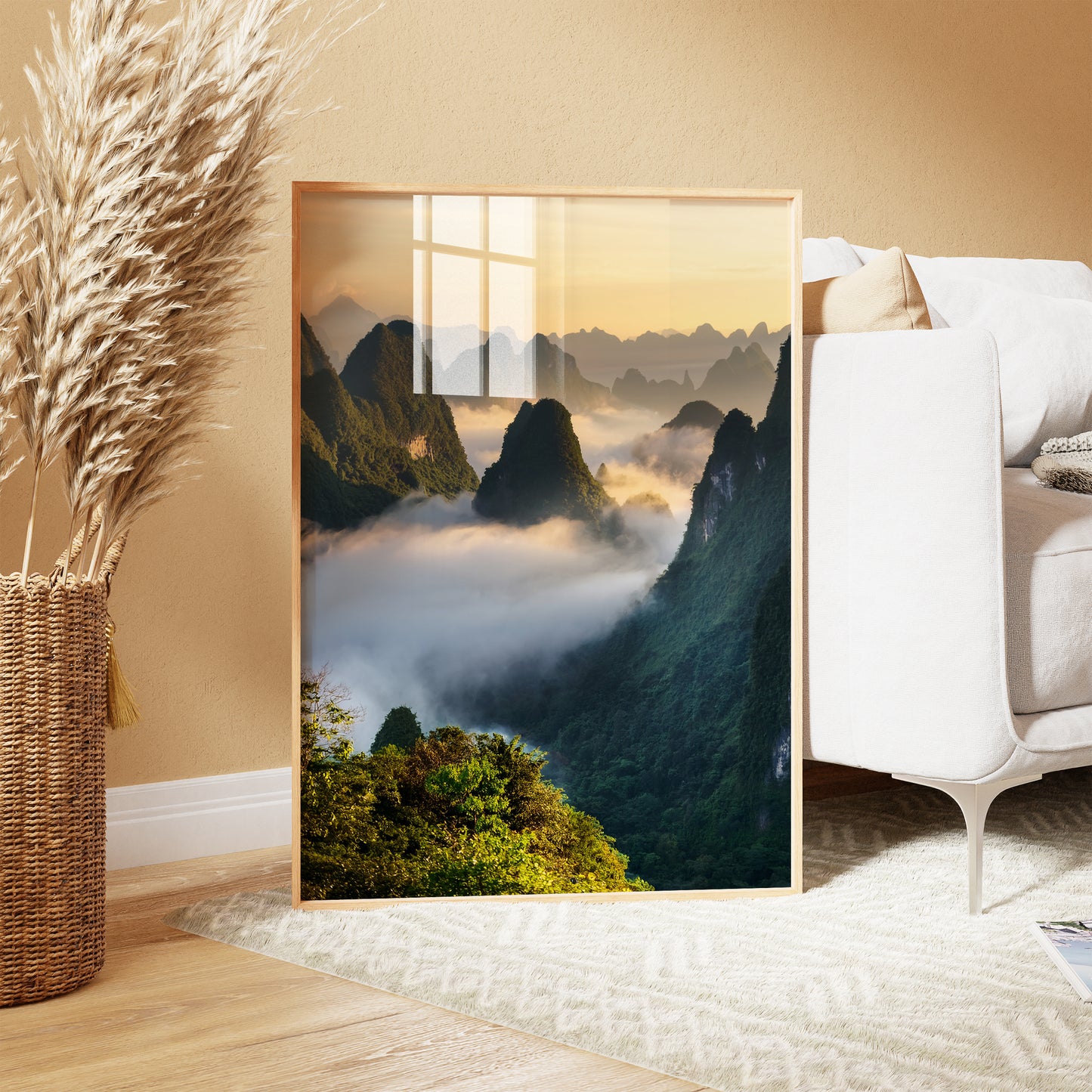 Karst Mountains Wall Art Set - Misty Sunrise Peaks
