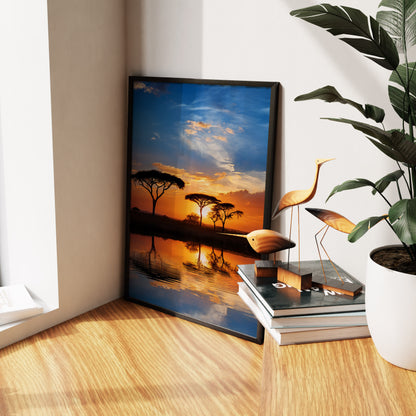 Masai Mara Sunset Wall Art Set - Acacia Safari Prints