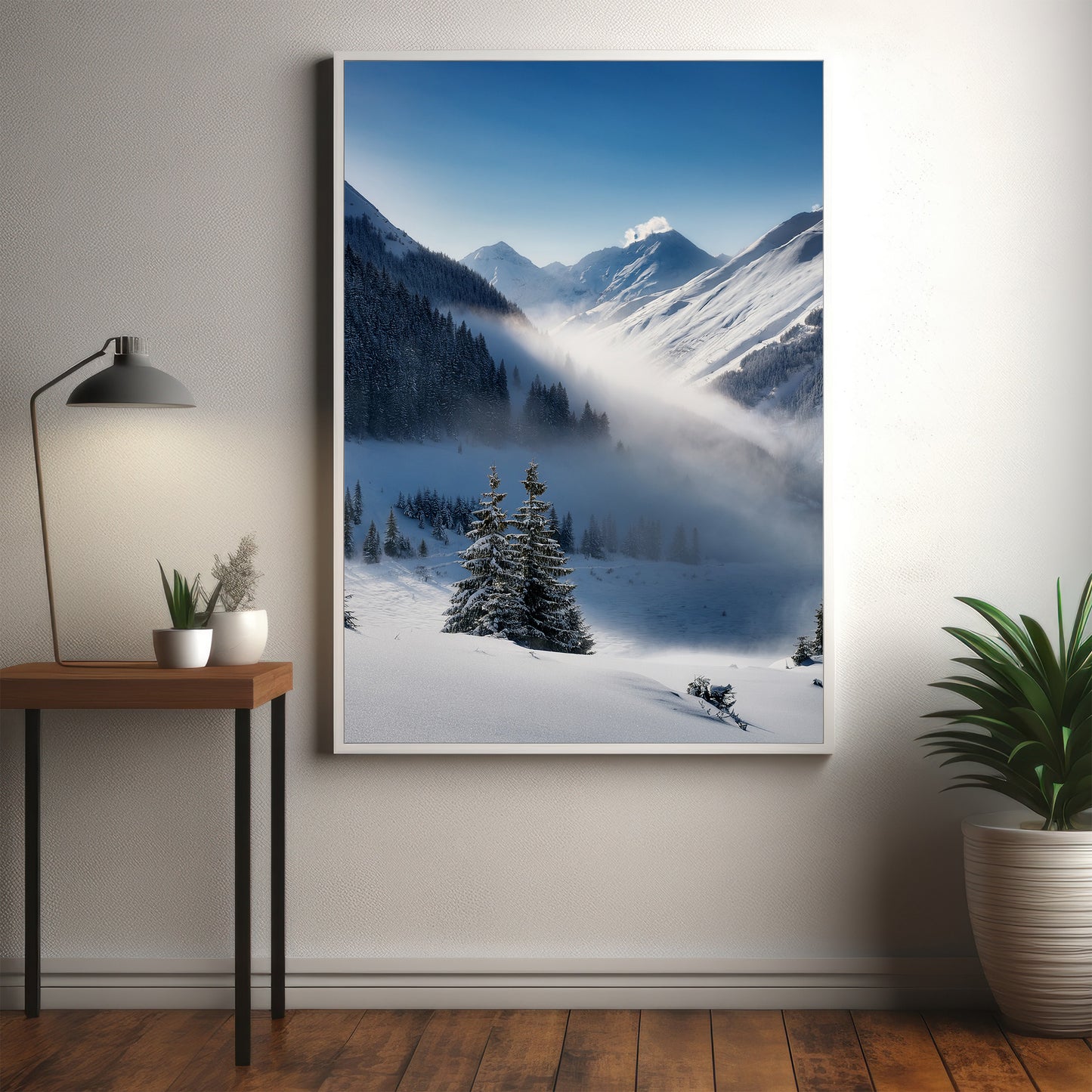 Alpine Snowstorm Wall Art Set - Misty Winter Mountains