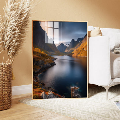 Norway Fjords Wall Art Set - Minimal Blue Landscape Prints