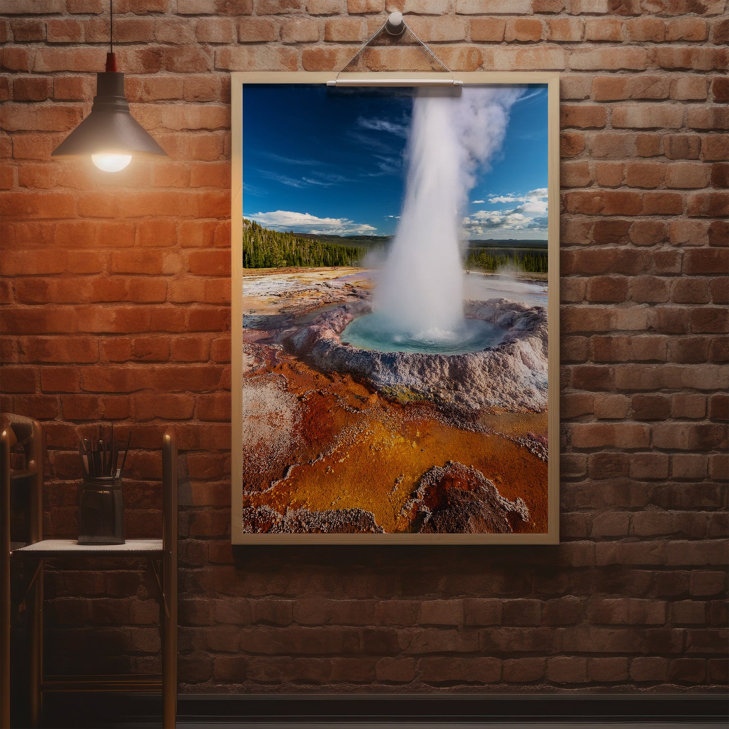 Geysir-Ausbruch-Wandkunst-Set – Türkisfarbene heiße Quellen