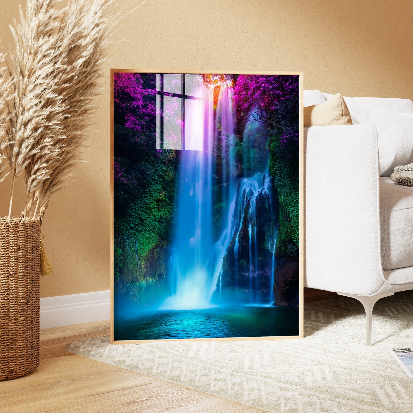 Neon Waterfall Wall Art Set - Dreamy Blue & Magenta