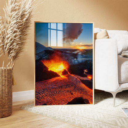 Vulkan-Lava-Wandkunst-Set – Rot-Orange Eruption