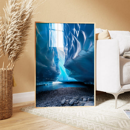 Glacier Cave Wall Art Set - Luminous Icy Blue