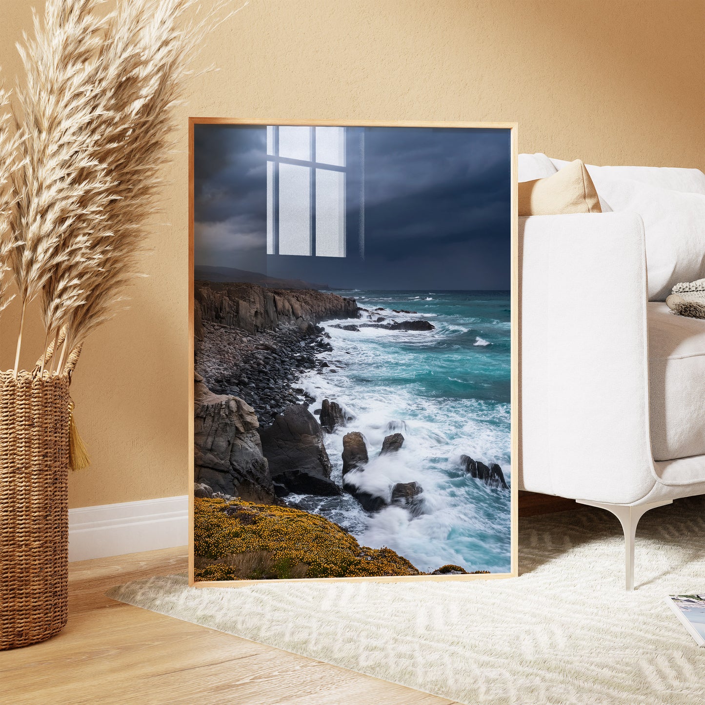 Stormy Coast Wall Art Set - Ocean Cliffs & Turquoise Waves